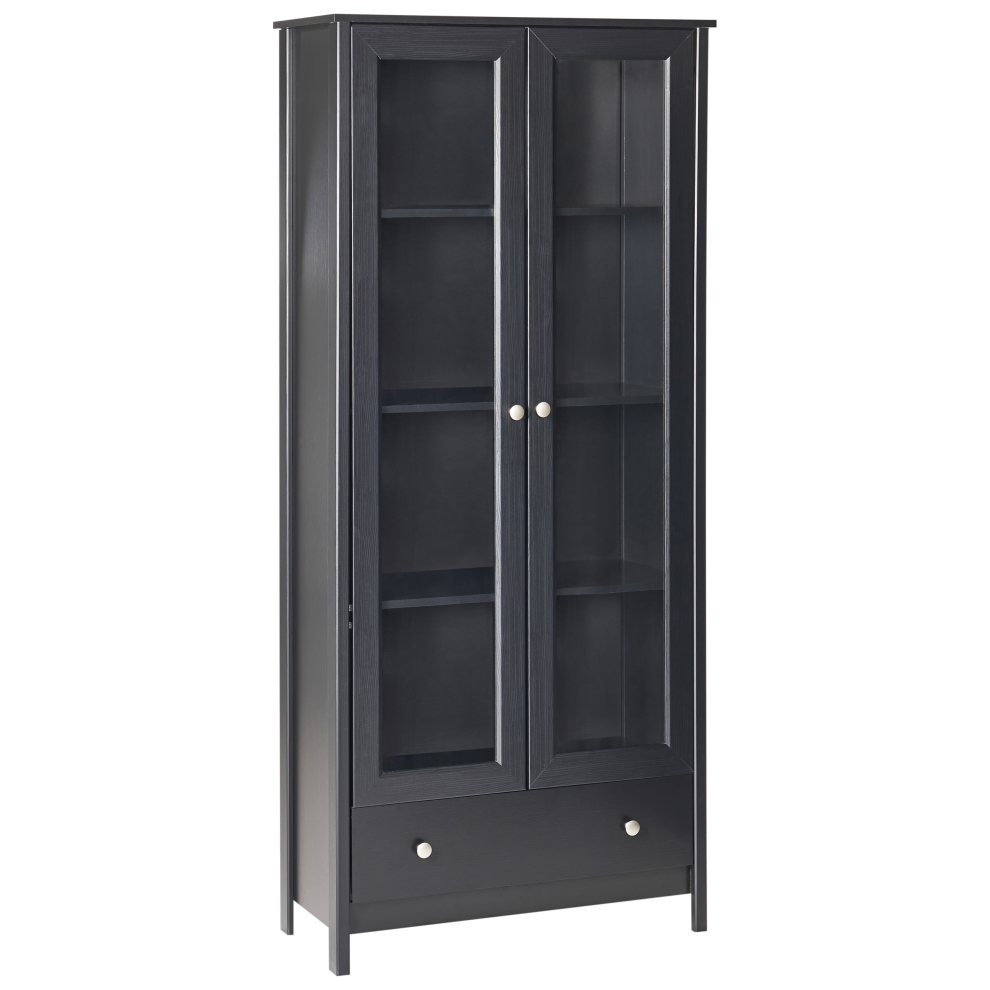 Beliani Glass Display Cabinet Nornalup 80 Cm Black
