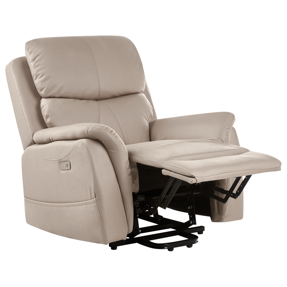 Beliani Electric Recliner Chair Glorie With Massage Fabric Taupe