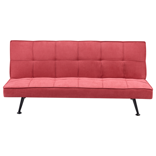 Beliani Sofa Bed 3 Seater HASLE Fabric Red