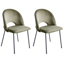Set of 2 Dining Chairs COVELO Velvet Dark Green