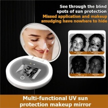 Miroir UV avec Caméra pour Tester la Protection Solaire, Miroir de Maquillage Intelligent UV, Miroir de Maquillage Portable avec Lumière LED pour le