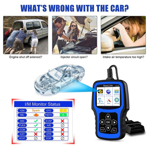 NL101 OBD Scanner EOBD Code Reader with Battery Tester Check Engine Code Reader 2.4'' Screen for Car Light Duty Vehicles 1