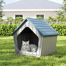 PawHaven Indoor & Outdoor Cat House Cat Shelter House-Shaped Easy Assembly Grey