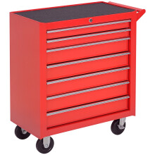 Gereedschapswagen met 7 laden, staal, draagvermogen 150 kg, rood