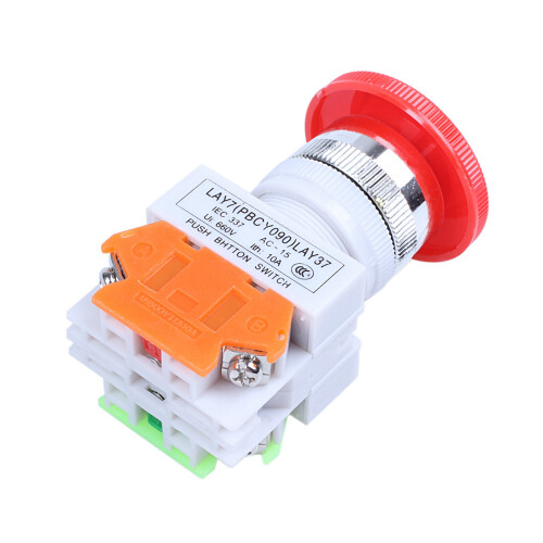 2X Red Mushroom Cap 1NO 1NC DPST Emergency Stop Push Button  AC 660V 10A 1