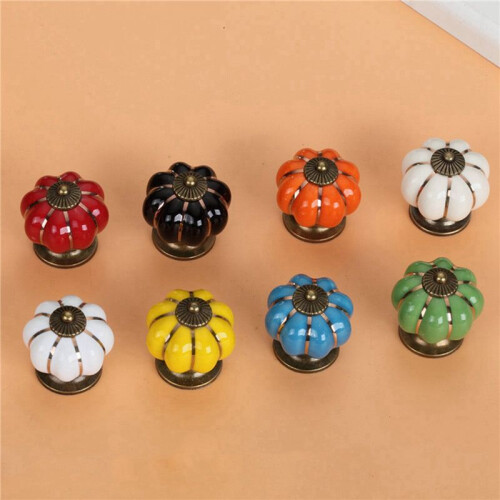 16pcs Pumpkin Ceramic Handles 38mm Drawer Knobs Cupboard Door Handles Single Hole Cabinet Handles 2