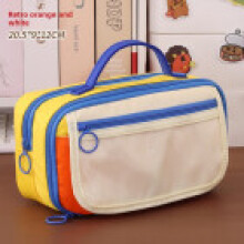 (White) Retro Oxford Stylish Pencil Case Pen Bag For Students Layers With Multiple