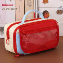 (Red) Retro Oxford Stylish Pencil Case Pen Bag For Students Layers With Multiple
