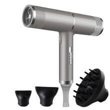 (Grey with 3 hair tools) Professional Hair Dryer Fast Dry Negative Ionic Hair Blower Diffuser
