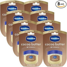Vaseline Lip Therapy Cocoa Butter Lip Moisturizer 8-Pack, 0.25 Oz Ea | Vaseline Cocoa Butter Lip Balm | Softens Chapped Lips