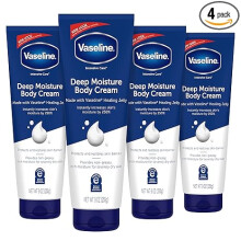 Vaseline Intensive Care Body Cream Deep Moisture 4 pk with Healing Petroleum Jelly & Vitamin E Rich & Smooth for Dry Skin 9 oz