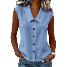 Womens Tank Tops Summer Collared Sleeveless Tops Loose Button Shirts Casual Elegant Clothes Light L