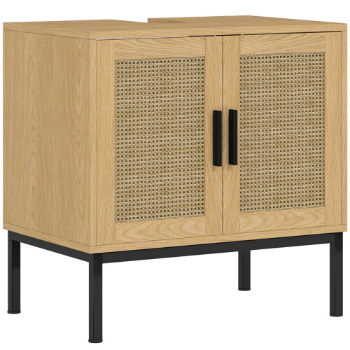 Boho badkamermeubel met rotan design, eikenhout