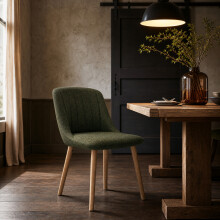 (Olive Green, Set of 2) GOEURVANT Dining Chairs, Fabric Accent Chairs with Wood Legs for Kitchen, Office