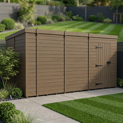 18x8 Pent Composite Shed Tanalised (Single Door, No Windows)