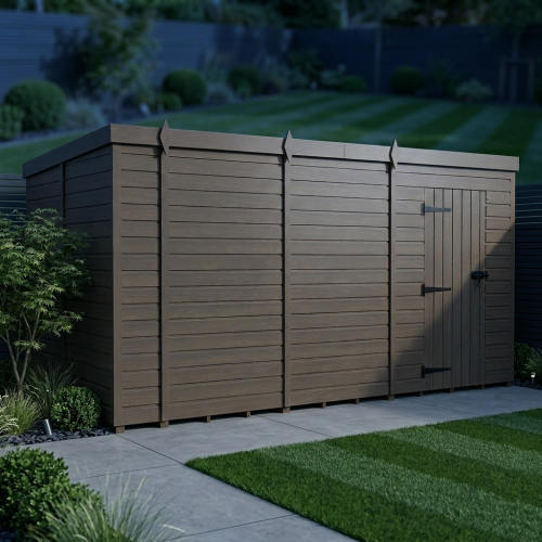 18x8 Pent Composite Shed Tanalised (Single Door, No Windows) 2