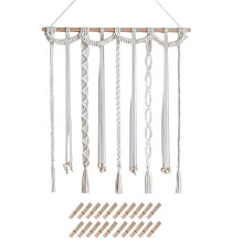 Boho-Foto-Aufbewahrungsclip, Handgefertigt, Exquisite Quasten-Wanddekoration, Fotoaufbewahrungs-Accessoire mit 20 Holzclips