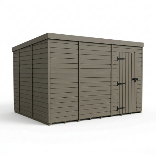 13x10 Pent Composite Shed Tanalised (Single Door, No Windows) 1