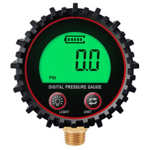 255PSI Digital Gas Pressure Gauge with M11 1/4 1/8NPT Screw Thread Connector Rubber Protector for Car Motorcycle 1/4