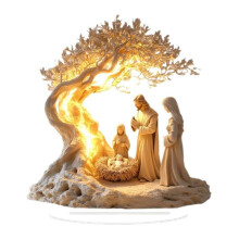 Acryl-Statue „Jesus Baum Des Lebens" Als Schreibtischdeko, Heimdekoration für Babyzimmer, Wandbehang & Tischdekoration, Geschenk
