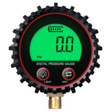 255PSI Digital Gas Pressure Gauge with M11 1/4 1/8NPT Screw Thread Connector Rubber Protector for Car Motorcycle M11x1