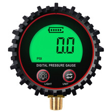 255PSI Digital Gas Pressure Gauge with M11 1/4 1/8NPT Screw Thread Connector Rubber Protector for Car Motorcycle 1/8NPT