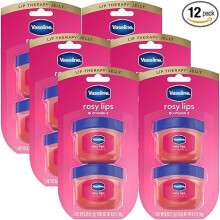 Vaseline Lip Therapy Rosy Lips Mini 12-Pack - Rose-Tinted Lip Balm, Moisturizer for Soft, Pink Lips, 0.25 Oz Ea