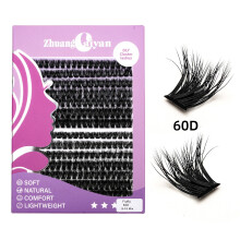 DIY False Eyelashes Fluffy D Curl 60D Purple Box - Soft & Lightweight Cluster Lashes