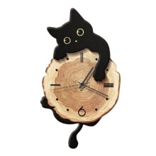 Lustige Katzen-Wanduhr, Stilvolle, Niedliche Pendeluhr, Dekorative Wanduhr für Schlafzimmer, Kinderzimmer, Heimdekoration, Geschenk A