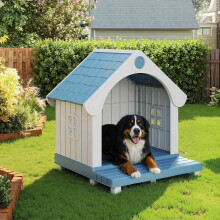 PawHaven Plastic Dog House Kennel Sloped Tile Roof House-shaped Pet Shelter