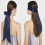 Écharpe fine élégante 100 % soie - Accessoire polyvalent Blue 5