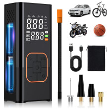 OHFAMO Portable Tyre Inflator Air Compressor 150 PSI 7.4V – Cordless Digital Air Pump with 1800mAh2 Battery, Preset Pressure, LED Light & Auto Shu