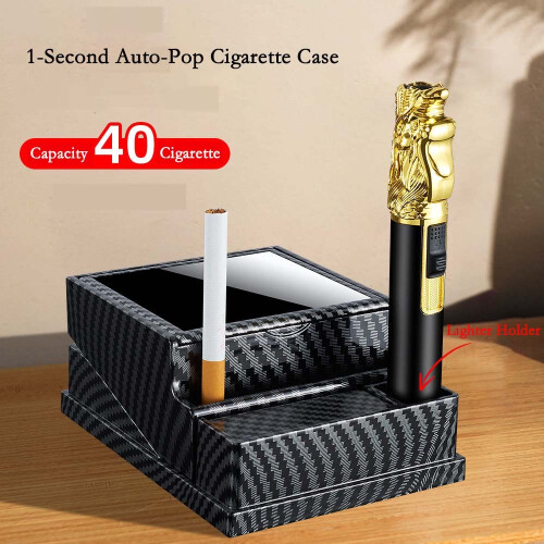 Automatic Ejection Cigarette Case - Large Capacity 40 Sticks, Portable for Car & Home red+black 1