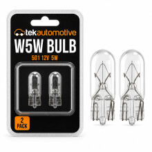 Tek Automotive 501 W5W Bulb Capless 12V 5W W2.1x9.5D – Twin Pack Side Light & Number Plate Bulbs
