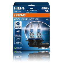 OSRAM COOL BLUE INTENSE HB4, +100% more brightness, up to 5,000K, halogen headlight lamp, LED look, Hanging folding box (2 lamps)