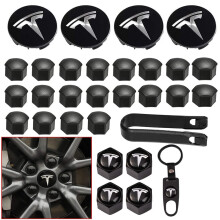 For Tesla Wheel Cap Kit, Tesla Model 3 Aero Wheel Cap Kit Wheel Lug Nut Covers Hub Center Cover Nut Cover Caps with Tyre Valve Caps For Tesla Model 3