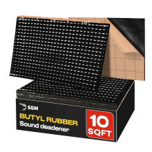 SGM Black Premium Car Sound Deadening Mat 80 mil (2mm) 10 sqft (0.92 sqm), Automotive Sound Deadener, Self Adhesive Butyl Car Sound Deadening Materia