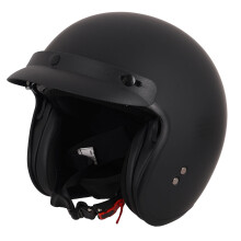 Stealth Open Face Motorcycle Helmet ECE 22.06 Approved UK Road Legal Scooter Motorbike Helmet (Matt Black W/ Peak, M)