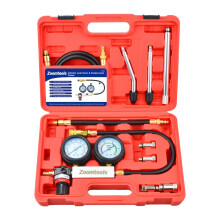 Zoomtools Cylinder Leak Down Tester Tool Kit;Petrol Engine Compression Test Kit with Extension Rod;Dual Gauges Leakdown Detector Set for Pressure Che