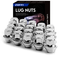 ZOFFI M12x1.5 Chrome OEM Factory Style Large Acorn Seat Lug Wheel Nuts for Most Ford Fiesta Focus Fusion Alloy Wheels - 20pcs Chrome Closed End M12x1.