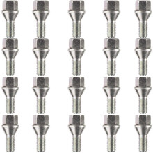 Ellis Excellence Set of 20 Alloy Wheel Bolts, M12 x 1.5, Tapered Seat, 26mm Thread, Compatible with BMW Cars (Silver)