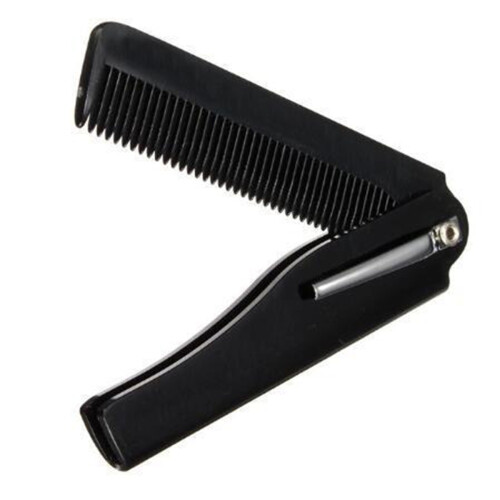 Pettine pieghevole da viaggio a forma di corno per uomo - Compatto e portatile Black 1