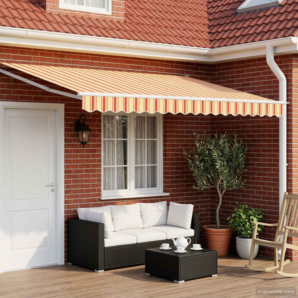 Vidaxl Manual Retractable Awning With Leds Multicolour 5 X 3 M