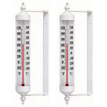 2pcs 10 Inch Indoor/Outdoor Thermometer Wireless Decorative for Patio, Garden, Kitchen, Room, Pool White