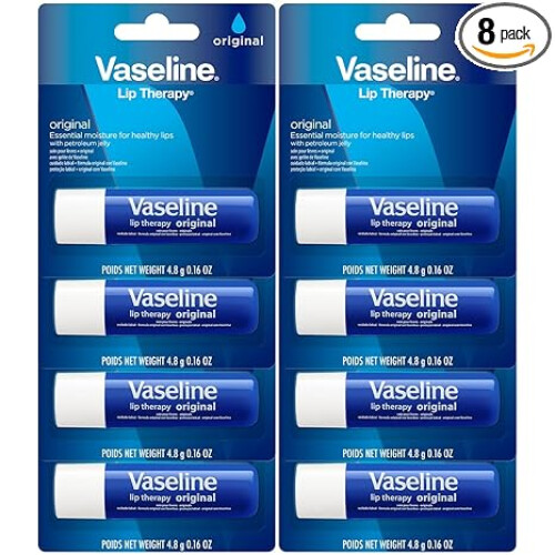 Vaseline Vaseline Lip Therapy Original 8-Pack - Lip Moisturizer for Dry, Cracked Lips, 0.16 Oz Ea