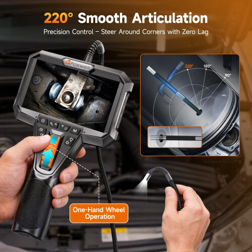 FOXWELL Y400 6.2mm 2-Way Articulating Endoscope Camera Borescope with Light 2