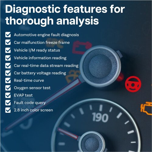 OBD2 Scanner Diagnostic Tool by MMOBIEL - Check Engine Car Code Reader with Reset, I/M Readiness, Freeze Frame, Mode 8 - Car OBDII/EOBD Diagnostic Sca 2