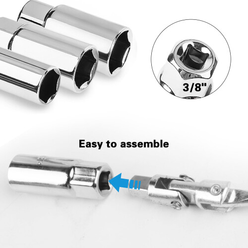 4 Pcs 3/8'' Spark Plug Wrench Set, 16/18/21 mm Spark Plug Removal Tool 2