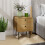 Bedside Table with 2 Drawers and Steel Legs - Oak 5