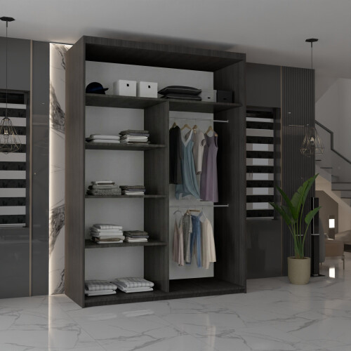 MN Furniture (Wenge 120cm ) Modern Double Mirrored Sliding Wardrobes 1